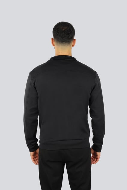 Paul Shark Paul Shark Erkek Fermuarlı Dik Yaka Regular Fit Esnek Pamuklu Kumaş Uzun Kollu Siyah Sweatshirt 25411814-11D