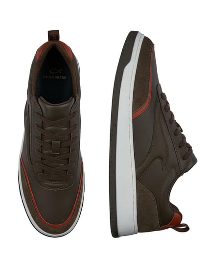 Paul Shark Paul Shark Erkek Hakiki Deri Rahat Taban Süet Detaylı Kahverengi Sneaker 14318003-094
