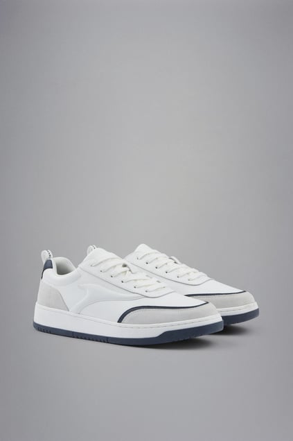 Paul Shark Paul Shark Erkek Hakiki Deri Rahat Taban Süet Detaylı Beyaz Sneaker 14318003-010