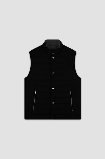 Paul Shark Paul Shark Erkek Kapitoneli Regular Fit Dik Yaka Kolsuz Siyah Yelek 25412630-011