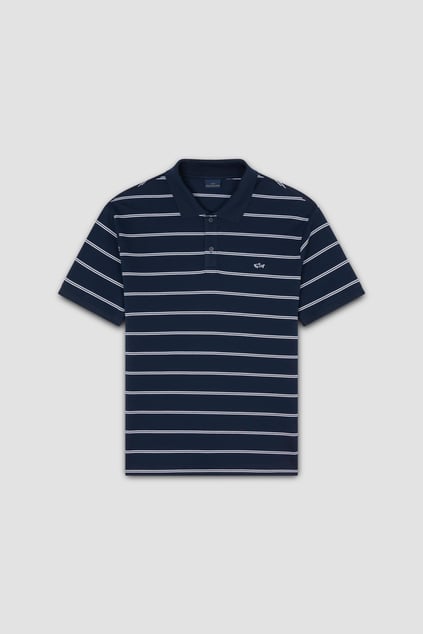 Paul Shark Paul Shark Erkek Kısa Kol Polo Yaka Çizgi Desen Pike Örgü Lacivert-Beyaz Polo Yaka T-Shirt 25411304-373