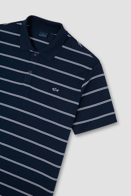 Paul Shark Paul Shark Erkek Kısa Kol Polo Yaka Çizgi Desen Pike Örgü Lacivert-Beyaz Polo Yaka T-Shirt 25411304-373