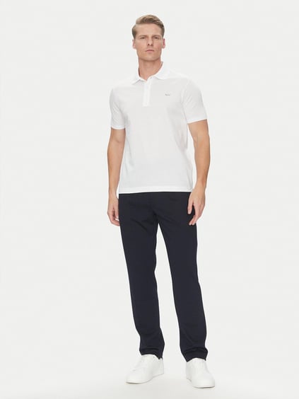 Paul Shark Paul Shark Erkek Kısa Kollu Pamuklu Düğme Kapamalı Polo Yaka Beyaz-Gümüş Polo Yaka T-Shirt 25411232-10A