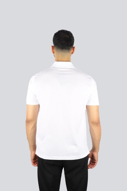 Paul Shark Paul Shark Erkek Kısa Kollu Pamuklu Düğme Kapamalı Polo Yaka Beyaz-Altın Polo Yaka T-Shirt 25411232-10E