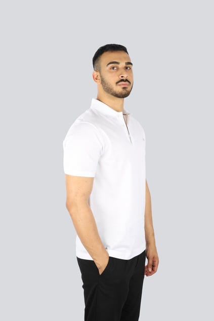 Paul Shark Paul Shark Erkek Kısa Kollu Pamuklu Düğme Kapamalı Polo Yaka Beyaz-Altın Polo Yaka T-Shirt 25411232-10E