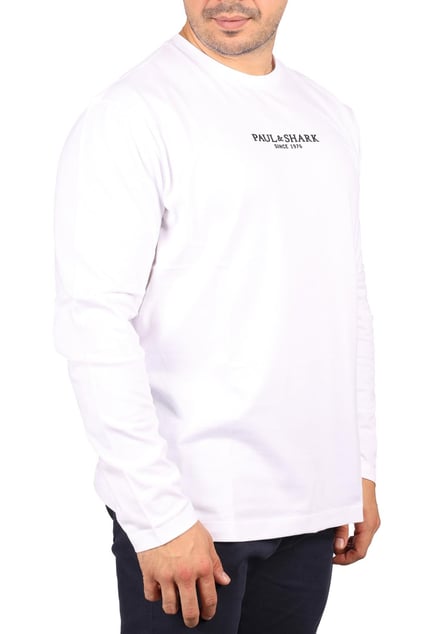 Paul Shark Paul Shark Erkek Marka Logolu Uzun Kollu Rahat Beyaz T-Shirt 13311624-010