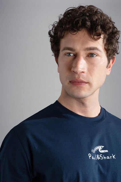 Paul Shark Paul Shark Erkek Marka Logolu Pamuklu Normal Kalıp Günlük Lacivert T-Shirt 24411061-013