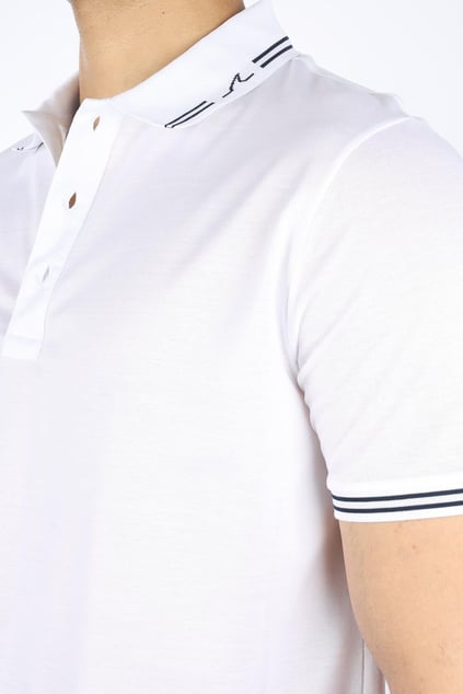 Paul Shark Paul Shark Erkek Normal Kesim %100 Pamuklu Kısa Kollu Beyaz Polo Yaka T-Shirt 25411288-010