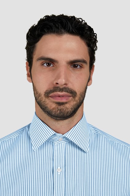 Paul Shark Paul Shark Erkek Normal Kesim Çizgili Pamuklu Uzun Kollu Mavi Gömlek 25413202CF-VH9