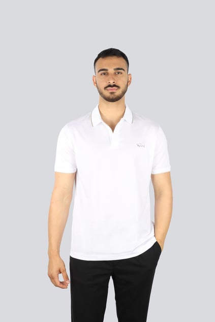 Paul Shark Paul Shark Erkek Pamuklu Marka Logolu Kısa Kollu Polo Yaka Beyaz Polo Yaka T-Shirt 25411301-010