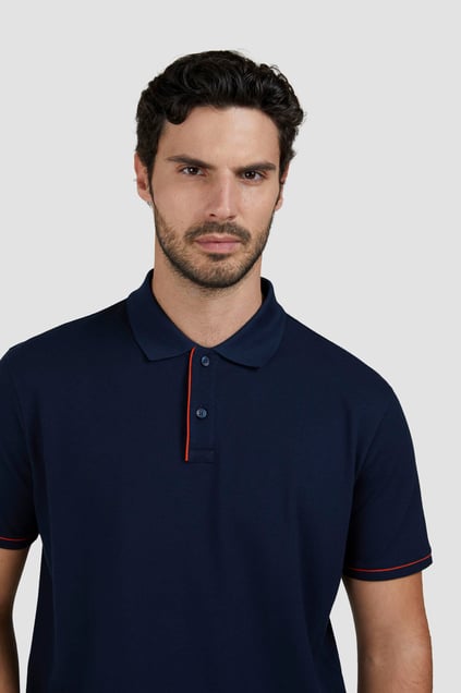 Paul Shark Paul Shark Erkek Pamuklu Normal Kalıp Kısa Kollu Lacivert Polo Yaka T-Shirt 25411323-013