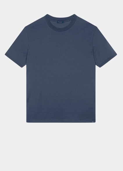 Paul Shark Paul Shark Erkek Pamuklu Regular Fit Yuvarlak Yak Kısa Kollu Mavi T-Shirt 25411008-633