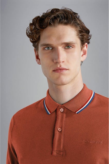 Paul Shark Paul Shark Erkek Polo Yaka Uzun Kollu Günlük Kullanım Turuncu Polo Yaka T-Shirt 14311720-972
