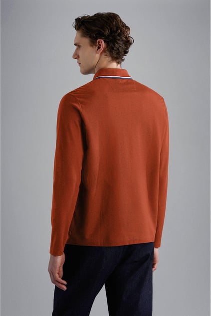 Paul Shark Paul Shark Erkek Polo Yaka Uzun Kollu Günlük Kullanım Turuncu Polo Yaka T-Shirt 14311720-972