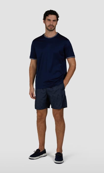 Paul Shark Paul Shark Erkek Regular Fit Yuvarlak Yaka %100 Pamuklu Kısa Kollu Lacivert T-Shirt 25411025-013