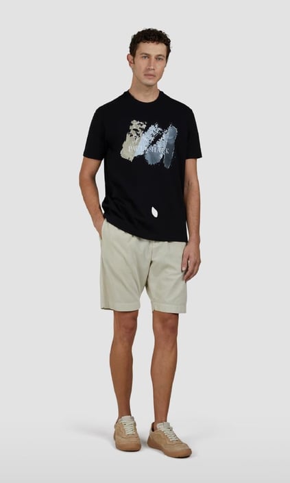 Paul Shark Paul Shark Erkek Regular Fit Baskılı Yuvarlak Yaka Pamuklu Kısa Kollu Siyah T-Shirt 25411094-011