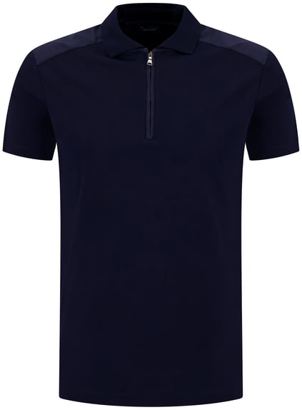 Paul Shark Paul Shark Erkek Regular Fit Pamuklu Kısa Kollu Yarım Fermuarlı Lacivert Polo Yaka T-Shirt 25411248-013