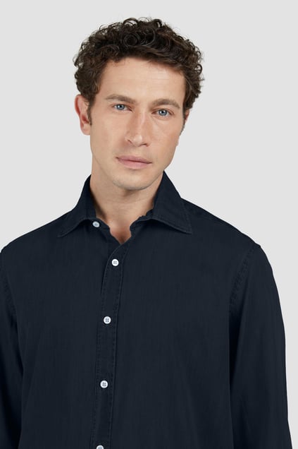Paul Shark Paul Shark Erkek Regular Fit Düğmeli %100 Pamuklu Uzun Kollu Lacivert Gömlek 25413160CF-J03