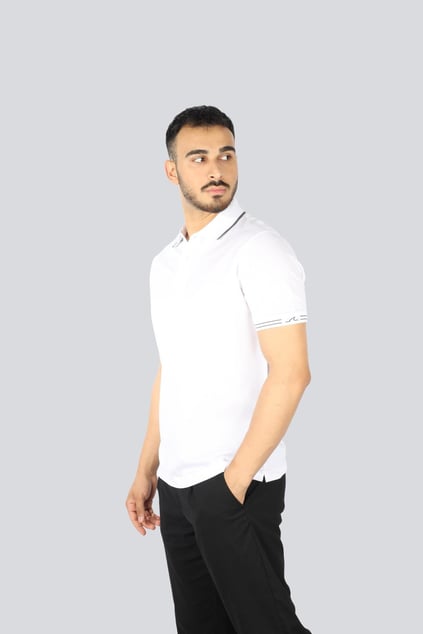 Paul Shark Paul Shark Erkek Regular Fit İnce Pike Pamuklu Kısa Kollu Beyaz-Gümüş Polo Yaka T-Shirt 25411236-10A