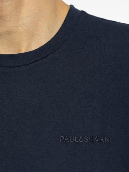 Paul Shark Paul Shark Erkek Regular Fit Yuvarlak Yaka Marka Logo İşlemeli %100 Pamuklu Kısa Kollu Lacivert T-Shirt 25411047-013