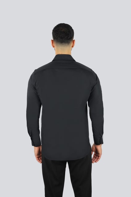 Paul Shark Paul Shark Erkek Regular Fit Logo Baskılı Pamuklu Uzun Kollu Siyah Gömlek 25413527-011