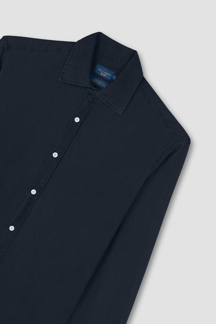 Paul Shark Paul Shark Erkek Regular Fit Düğmeli %100 Pamuklu Uzun Kollu Lacivert Gömlek 25413160CF-J03