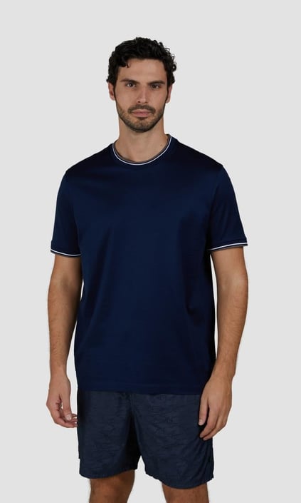 Paul Shark Paul Shark Erkek Regular Fit Yuvarlak Yaka %100 Pamuklu Kısa Kollu Lacivert T-Shirt 25411025-013