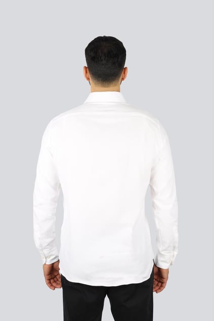 Paul Shark Paul Shark Erkek Regular Fit Pamuklu Kesik Yaka Uzun Kollu Beyaz Gömlek 25413012CF-010