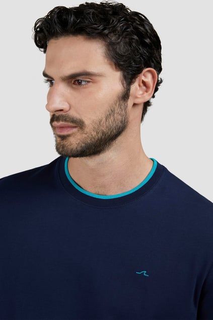 Paul Shark Paul Shark Erkek Yuvarlak Yaka Normal Kalıp %100 Pamuklu Kısa Kollu Lacivert T-Shirt 25411033-013