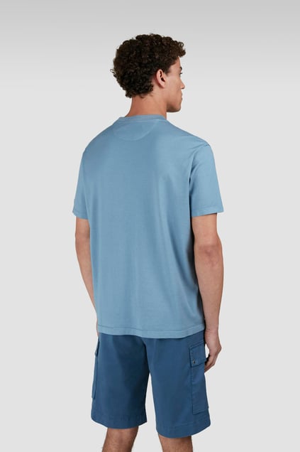 Paul Shark Paul Shark Erkek Yuvarlak Yaka Normal Kalıp %100 Pamuk Kısa Kollu Mavi T-Shirt 25411006-635