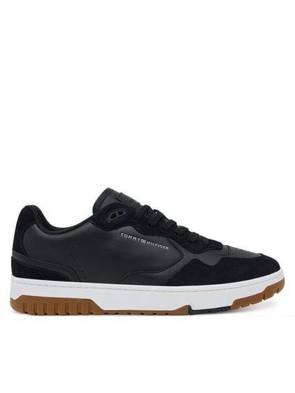 Tommy Hilfiger Tommy Hilfiger Erkek %100 Deri Rahat Taban Süet Detaylı Siyah Sneaker FM0FM05520-BDS