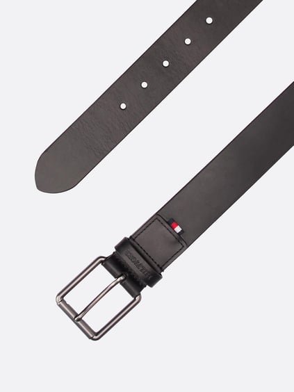 Tommy Hilfiger Tommy Hilfiger Erkek Ayarlabilir Askılı Dikdörtgen Tasarımlı Astarlı Siyah Kemer AM0AM13302-BDS