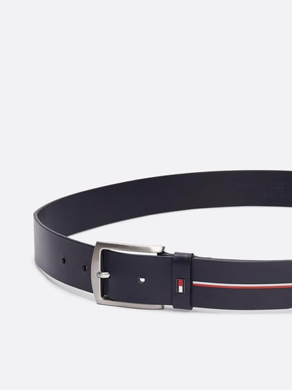 Tommy Hilfiger Tommy Hilfiger Erkek Ayarlanabilir Metal Tokalı %100 Deri Mavi Kemer AM0AM13011-DW6