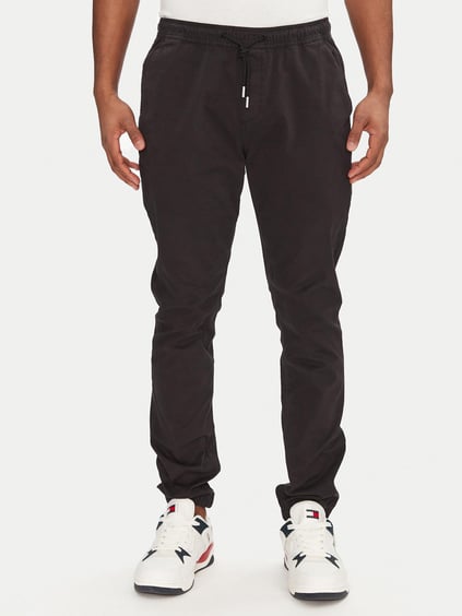 TOMMY HILFIGER Tommy Hilfiger Erkek Bel Bağlamalı Lastikli Paça Yüksek Bel Siyah Pantolon DM0DM20283-BDS