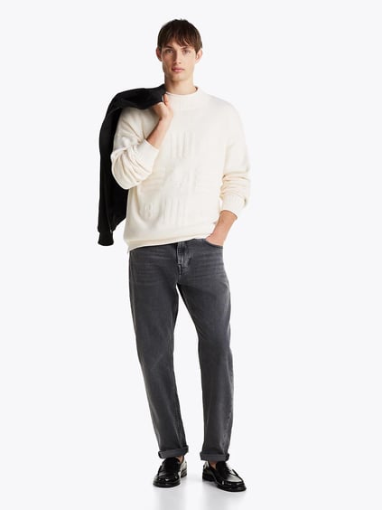 TOMMY HILFIGER Tommy Hilfiger Erkek Dik Yaka Fermuar Kapamalı Regular Fit Su İtici Isı Yalıtımlı Gri Jeans MW0MW39202-1B5