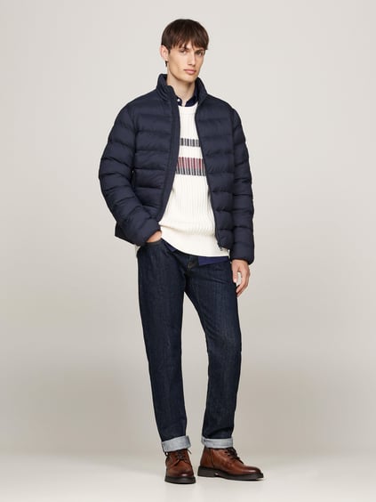Tommy Hilfiger Tommy Hilfiger Erkek Dik Yaka Fermuar Kapamalı Su Geçirmez Isı Yalıtımlı Mavi Ceket MW0MW37259-DW5