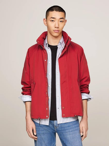 Tommy Hilfiger Tommy Hilfiger Erkek Dik Yaka Yalıtımlı Marka Logolu Fermuarlı Kırmızı Ceket MW0MW35807-XNN