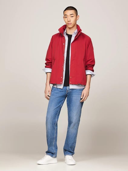 Tommy Hilfiger Tommy Hilfiger Erkek Dik Yaka Yalıtımlı Marka Logolu Fermuarlı Kırmızı Ceket MW0MW35807-XNN