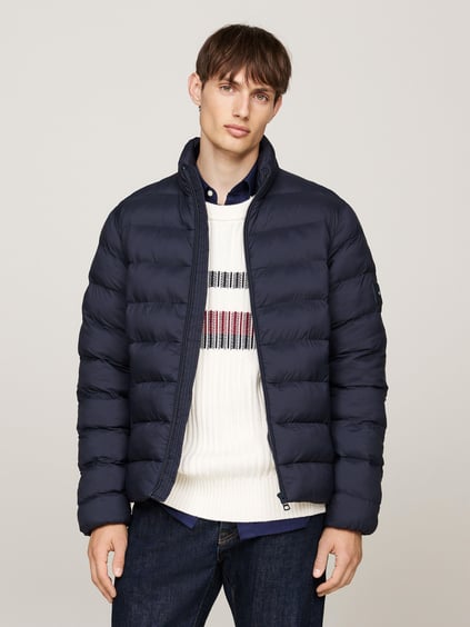Tommy Hilfiger Tommy Hilfiger Erkek Dik Yaka Fermuar Kapamalı Su Geçirmez Isı Yalıtımlı Mavi Ceket MW0MW37259-DW5