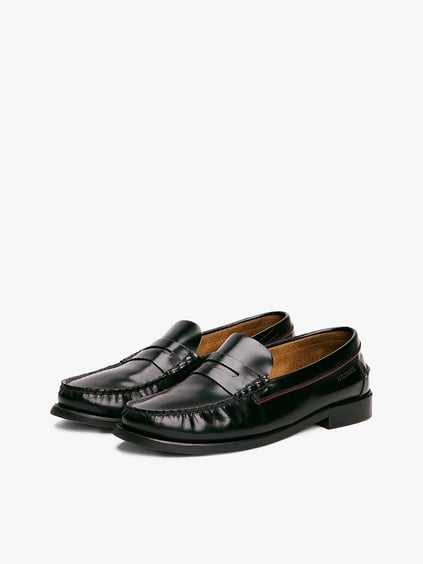 Tommy Hilfiger Tommy Hilfiger Erkek Dolgu Topuklu Dikiş Detaylı %100 Deri Siyah Loafer Ayakkabı FM0FM05362-BDS