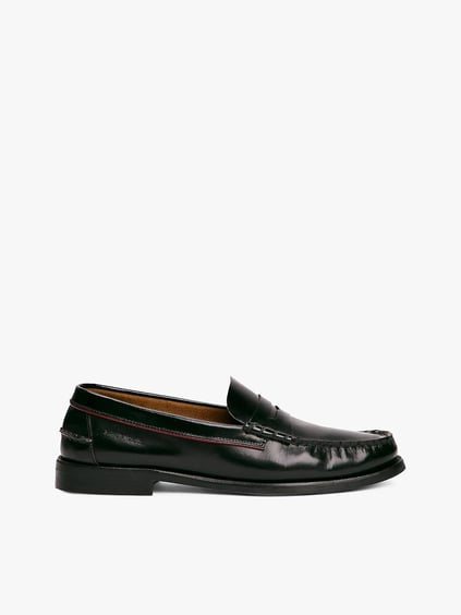 Tommy Hilfiger Tommy Hilfiger Erkek Dolgu Topuklu Dikiş Detaylı %100 Deri Siyah Loafer Ayakkabı FM0FM05362-BDS