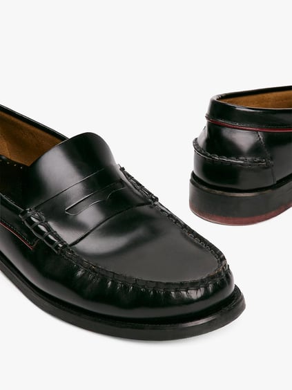 Tommy Hilfiger Tommy Hilfiger Erkek Dolgu Topuklu Dikiş Detaylı %100 Deri Siyah Loafer Ayakkabı FM0FM05362-BDS