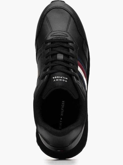 Tommy Hilfiger Tommy Hilfiger Erkek Düşük Bilekli Rahat Taban Bayrak Logolu Deri Siyah Sneaker FM0FM05637-BDS