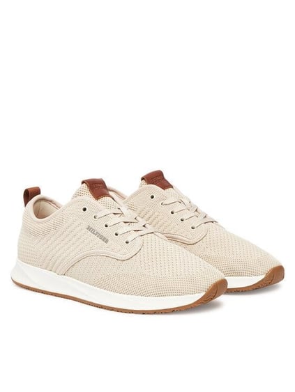 Tommy Hilfiger Tommy Hilfiger Erkek Düşük Bilekli Örme Üst Yüzeyli EVA Dış Tabanlı Bej Sneaker FM0FM05527-ACI