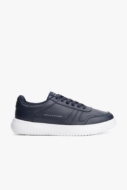 Tommy Hilfiger Tommy Hilfiger Erkek Düşük Bilekli Kalın Taban Logo Dokulu %100 Deri Lacivert Sneaker FM0FM05529-DW5