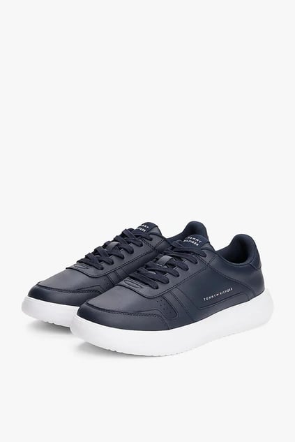Tommy Hilfiger Tommy Hilfiger Erkek Düşük Bilekli Kalın Taban Logo Dokulu %100 Deri Lacivert Sneaker FM0FM05529-DW5
