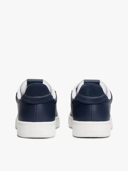 TOMMY HILFIGER Tommy Hilfiger Erkek Düşük Bilekli Logo Bayraklı Deri Mavi Sneaker EM0EM01596-C1G