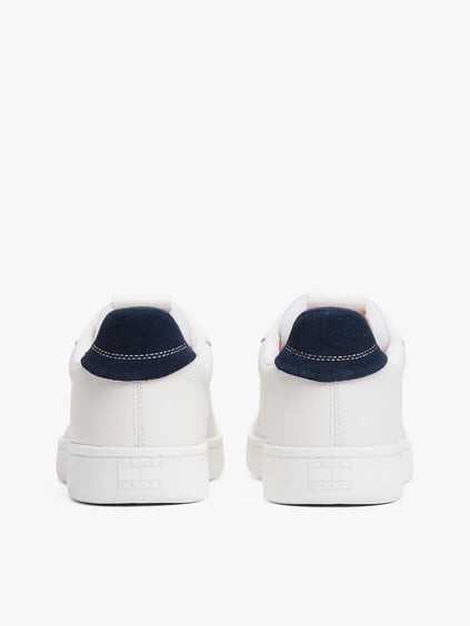 TOMMY HILFIGER Tommy Hilfiger Erkek Düşük Bilekli Logo Bayraklı Deri Mavi Sneaker EM0EM01596-0G1