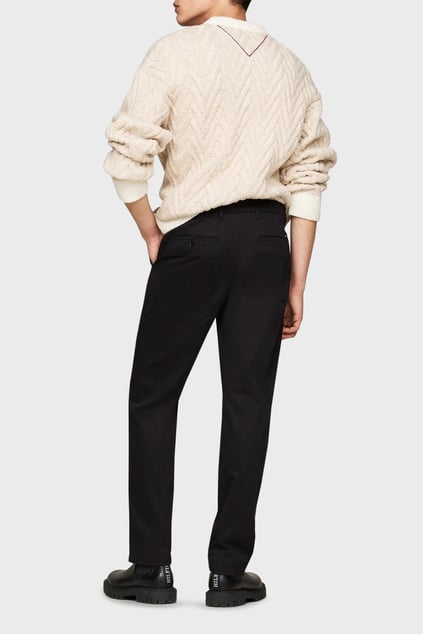 TOMMY HILFIGER Tommy Hilfiger Erkek Esnek Pamuklu Kumaş Düz Paça Chino Siyah Pantolon MW0MW37873-BDS