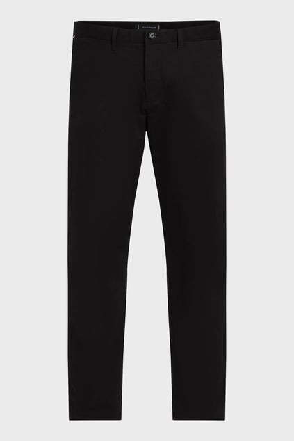 TOMMY HILFIGER Tommy Hilfiger Erkek Esnek Pamuklu Kumaş Düz Paça Chino Siyah Pantolon MW0MW37873-BDS